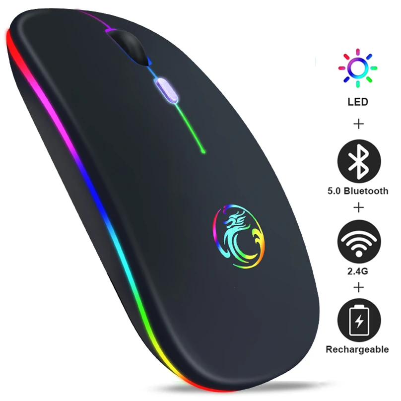 Мышь компьютерная беспроводная бесшумная с RGB-подсветкой Bluetooth | Компьютеры и