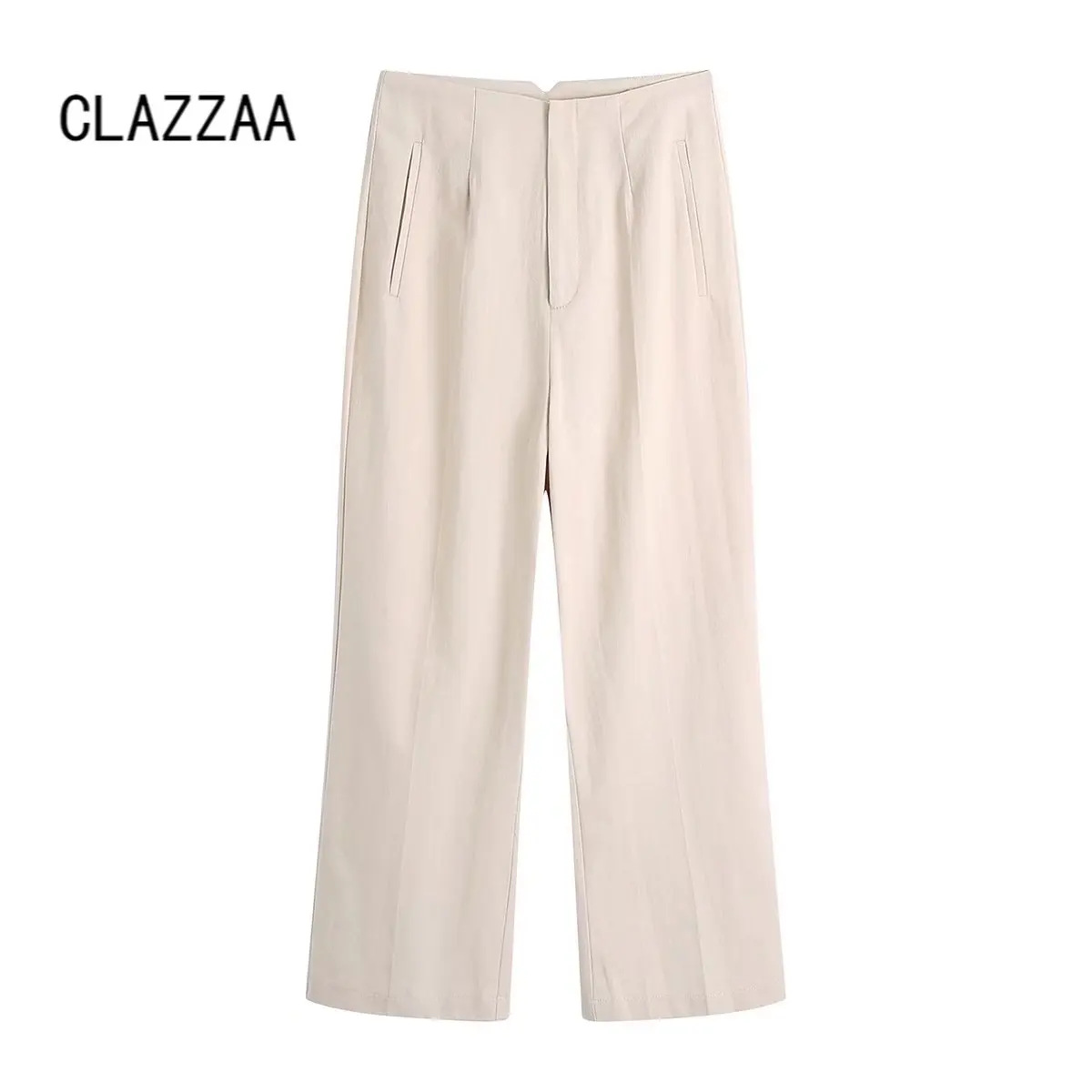 Clazzaa Women Fashion Beige Front Zipper Pants Vintage Hight-Waist Casual Lady Woman Trousers Chic Pants
Clazzaa Women Fashion Beige Front Zipper Pants Vintage Hight-Waist Casual Lady Woman Trousers Chic Pants