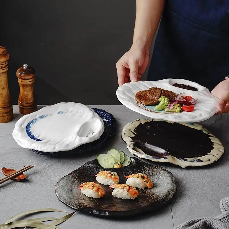 

Тарелка для японских суши в стиле ретро, личная керамическая тарелка для стейка, креативные тарелки для западного стейка, столовая посуда д...