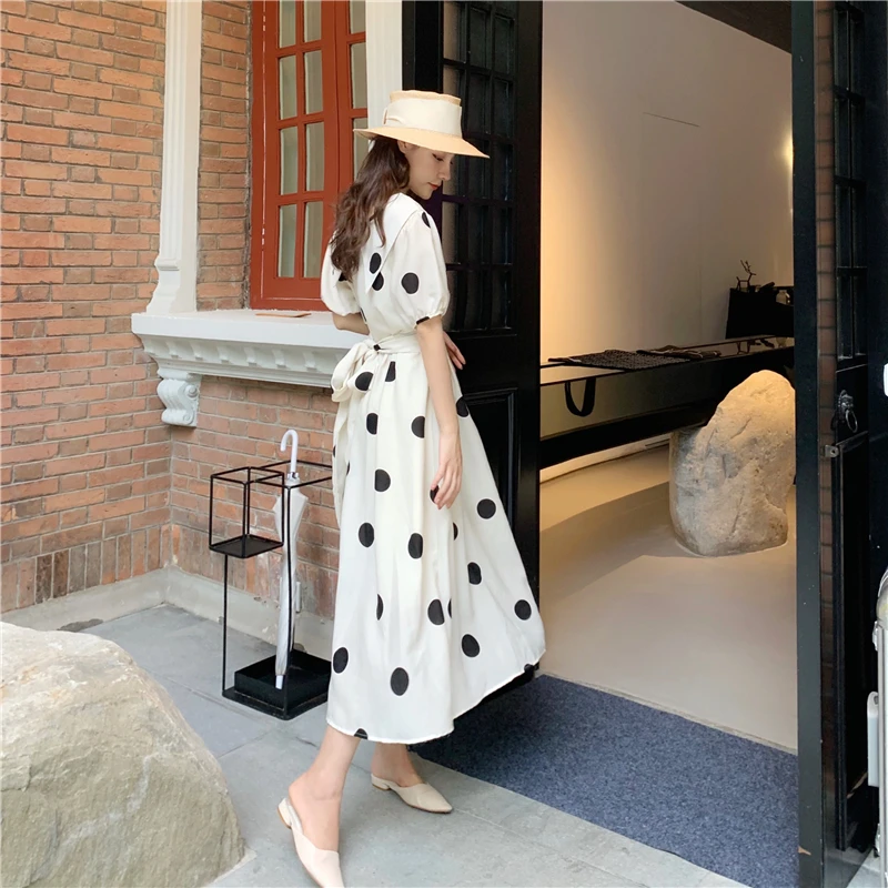 Summer Women's Polka Dot Beach Dress 2021 Sundresses Korean Clothing White Midi Dress Femme Robe
Summer Women's Polka Dot Beach Dress 2021 Sundresses Korean Clothing White Midi Dress Femme Robe
