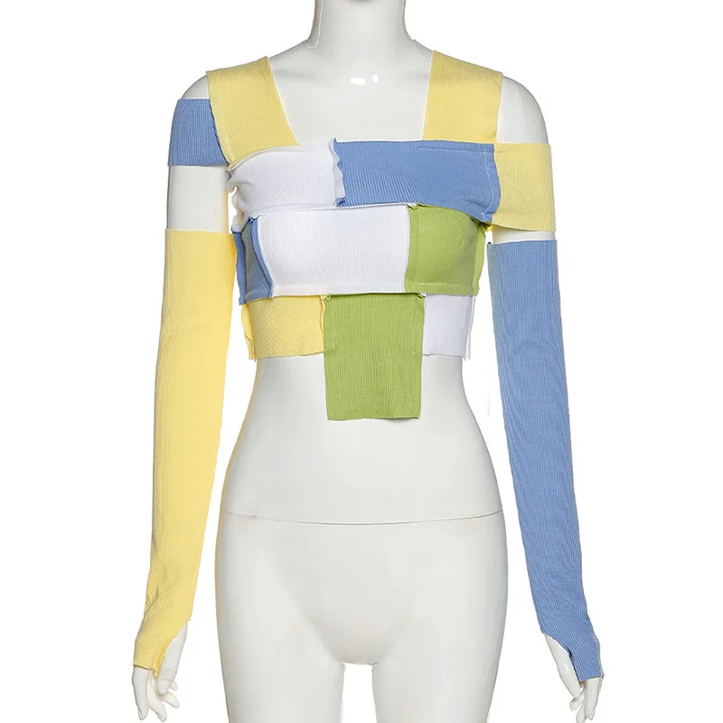 Chic Sweet Patchwork Tops For Women Tshirt Fashion Casual Streetwear Long Sleeve Top Slim Tee Female Spring Womenes Streetwear
Chic Sweet Patchwork Tops For Women Tshirt Fashion Casual Streetwear Long Sleeve Top Slim Tee Female Spring Womenes Streetwear