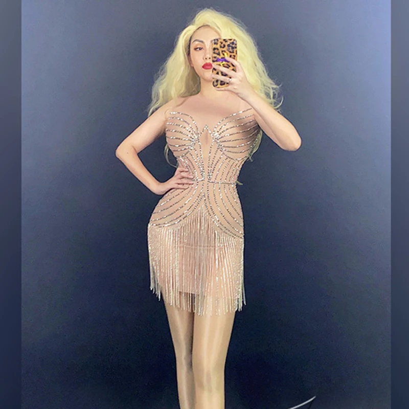 Sexy Rhinestone Dress Women Performance Costume Birthday Nightclub Evening Dress Party Costumes Stretch Festival Outfits DN9757
Sexy Rhinestone Dress Women Performance Costume Birthday Nightclub Evening Dress Party Costumes Stretch Festival Outfits DN9757