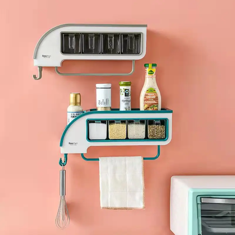 Creative Plastic Seasoning Jar Wall-Mounted Seasoning Rack Food Container Sundries Rrag Spoon Storage Kitchen Accessories
Creative Plastic Seasoning Jar Wall-Mounted Seasoning Rack Food Container Sundries Rrag Spoon Storage Kitchen Accessories