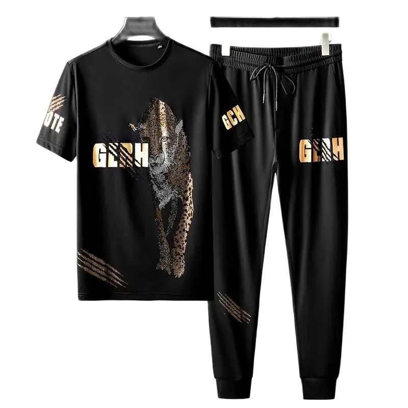 Summer Casual Sportswear Hot Diamond Tiger Pants Short Sleeve Two - Piece Suit with Handsome Men 's Suit
Summer Casual Sportswear Hot Diamond Tiger Pants Short Sleeve Two - Piece Suit with Handsome Men 's Suit
