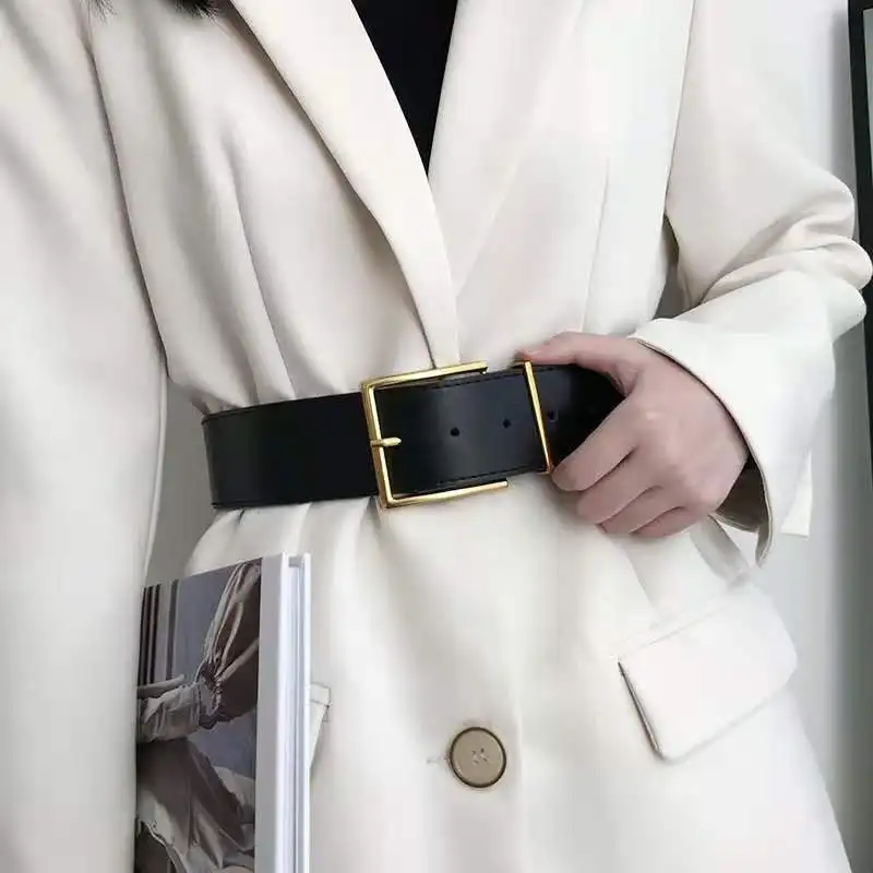 Women's Fashion Black Wide Belt Square Pin Buckle Imitation leather Waist Strap Decorative Coat Dress Simple Dress Waistband
Women's Fashion Black Wide Belt Square Pin Buckle Imitation leather Waist Strap Decorative Coat Dress Simple Dress Waistband