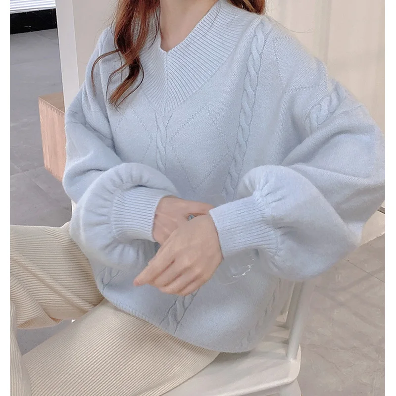 Casual Loose Large Lantern Sleeves Pullovers Warm Sweater Women 2020 Fall Winter Fashion Korean Girls Style Slim Knitted Clothes
Casual Loose Large Lantern Sleeves Pullovers Warm Sweater Women 2020 Fall Winter Fashion Korean Girls Style Slim Knitted Clothes