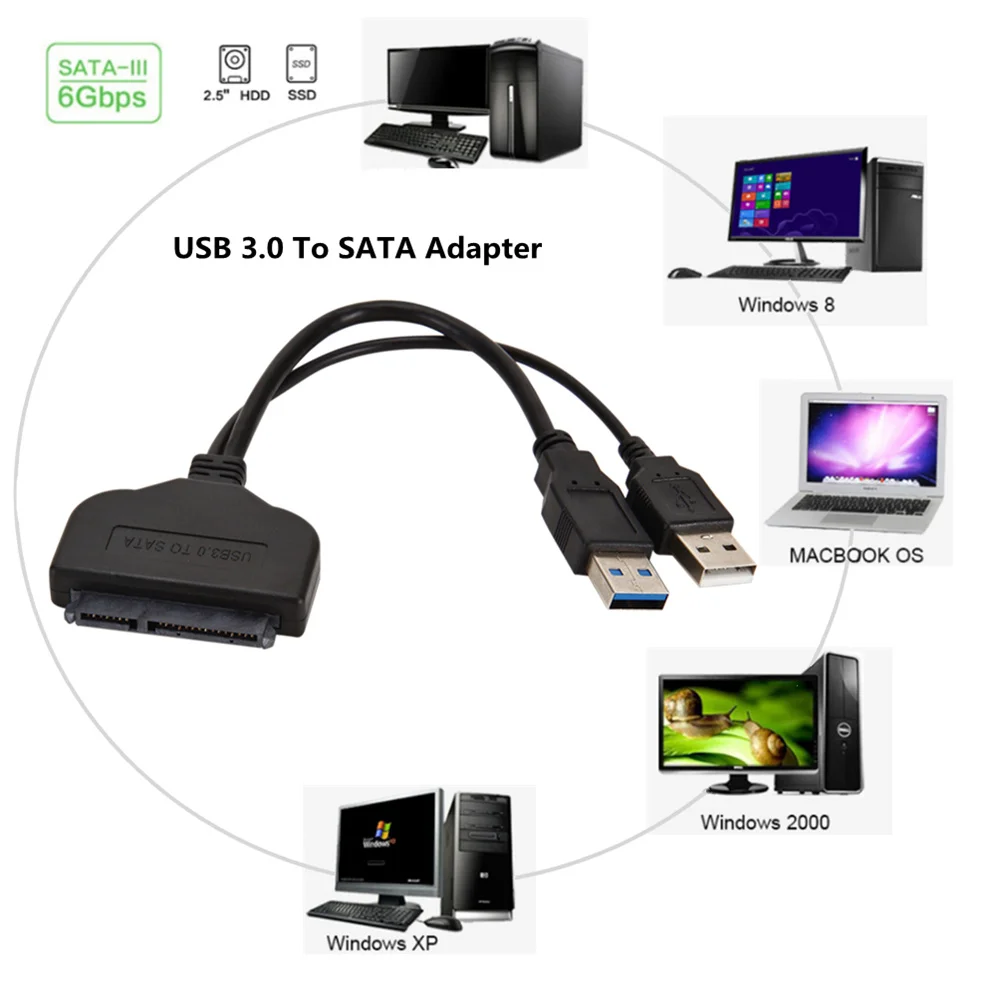 Кабель Grwibeo USB SATA 3 адаптер Sata к 2 5 до 6 Гбит/с поддержка 5-дюймового внешнего SSD HDD