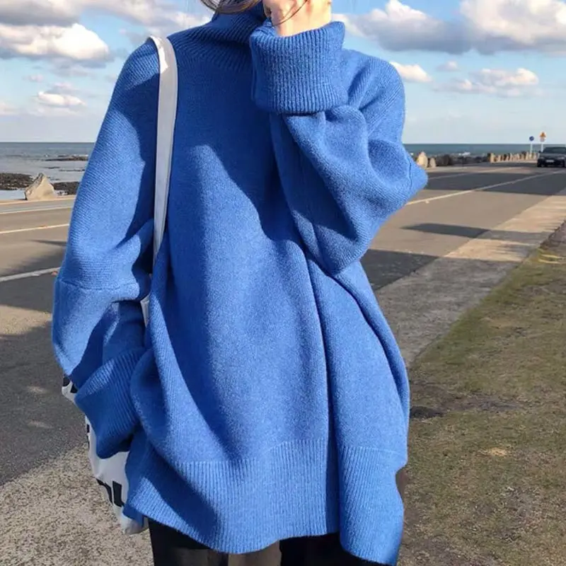 Женский свитер с высоким воротником, сезон весна-осень, однотонные вязаные пуловеры с длинным рукавом и новым узором, женские свитера с разр... 
Женский свитер с высоким воротником, сезон весна-осень, однотонные вязаные пуловеры с длинным рукавом и новым узором, женские свитера с разр...