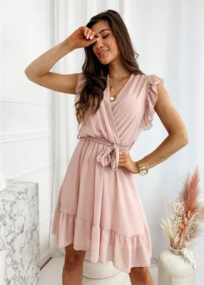 Sleeveless Tie V-neck Dress Blue Pink White Ruffled High Waist Pullover Slim Fit Dress S-3XL Vetement Femme 2021 Women's Summer
Sleeveless Tie V-neck Dress Blue Pink White Ruffled High Waist Pullover Slim Fit Dress S-3XL Vetement Femme 2021 Women's Summer