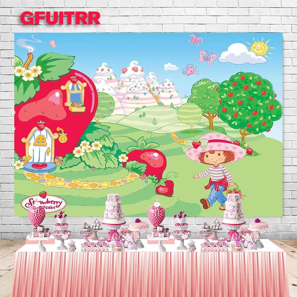 GFUITRR Strawberry Shortcake Photography Backdrop Kids 1st Birthday Baby Shower Cartoon Photo Background Red Vinyl Photo Props
GFUITRR Strawberry Shortcake Photography Backdrop Kids 1st Birthday Baby Shower Cartoon Photo Background Red Vinyl Photo Props