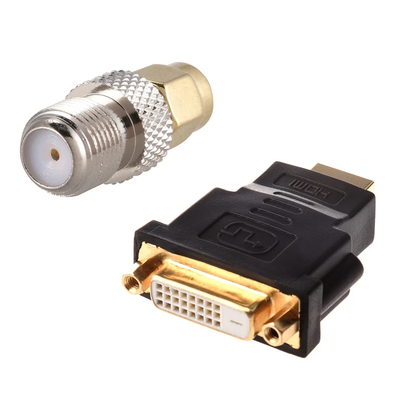 HDMI To DVI Adapter /Gold Plated Connector (Male To Female) & RF Coaxial Coax Adapter SMA Male To F Female,Silver
HDMI To DVI Adapter /Gold Plated Connector (Male To Female) & RF Coaxial Coax Adapter SMA Male To F Female,Silver
