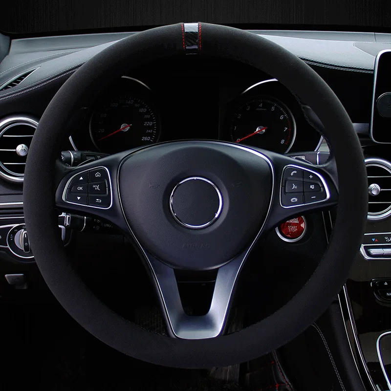 Black Suede Carbon fiber Braid On Steering Wheel Car Steering Wheel Cover Diameter 15inch / 38cm Auto Car Accessories
Black Suede Carbon fiber Braid On Steering Wheel Car Steering Wheel Cover Diameter 15inch / 38cm Auto Car Accessories