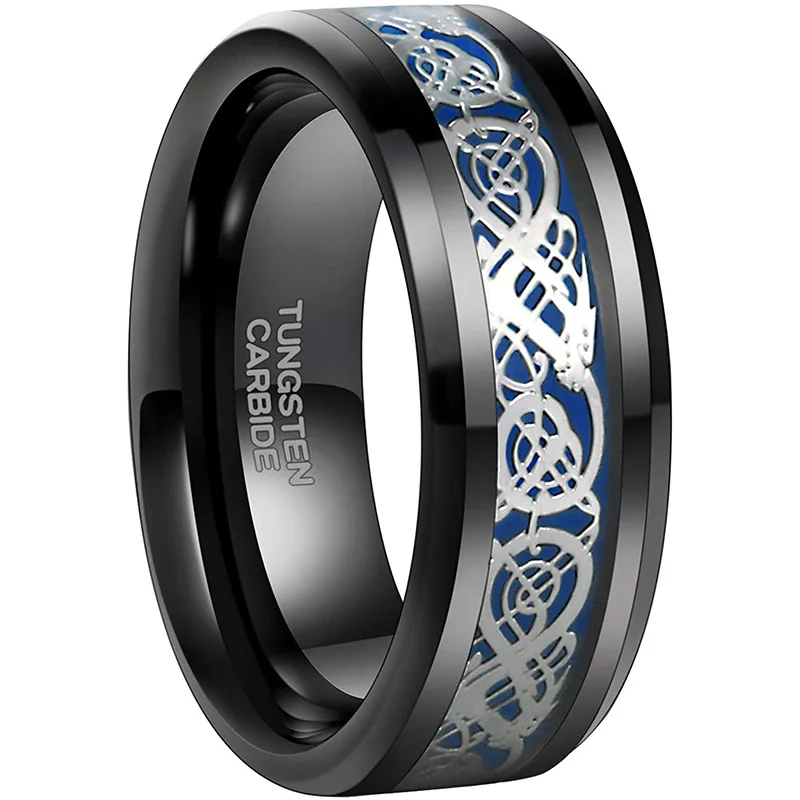 Somen Ring Men 8mm Black Tungsten Ring Celtic Dragon Inlay Polished Male Engagement Rings Cool Jewelry Friend Gifts Anel Hombre
Somen Ring Men 8mm Black Tungsten Ring Celtic Dragon Inlay Polished Male Engagement Rings Cool Jewelry Friend Gifts Anel Hombre