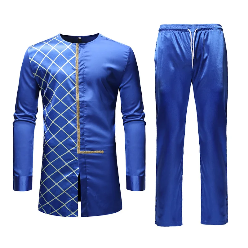 Mens African Satin Lattice Solid Color Mid-Length Ethnic Printing Long-Sleeved Sets For Casual Daily Traditional Men Clothing 
Mens African Satin Lattice Solid Color Mid-Length Ethnic Printing Long-Sleeved Sets For Casual Daily Traditional Men Clothing