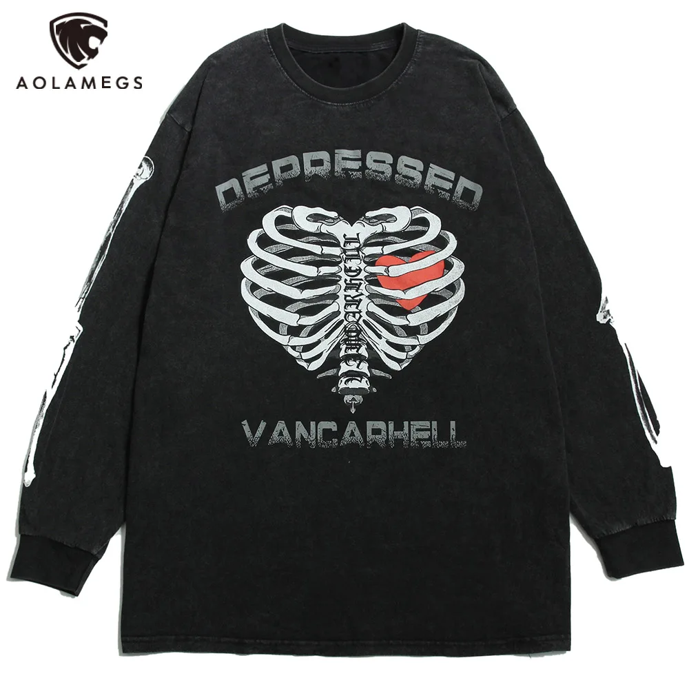 Aolamegs Sweatshirt Men Body Skeleton Heart Letter Print Distressed Pullover Cotton Baggy Fashion Punk High Street Style Hoodies
Aolamegs Sweatshirt Men Body Skeleton Heart Letter Print Distressed Pullover Cotton Baggy Fashion Punk High Street Style Hoodies
