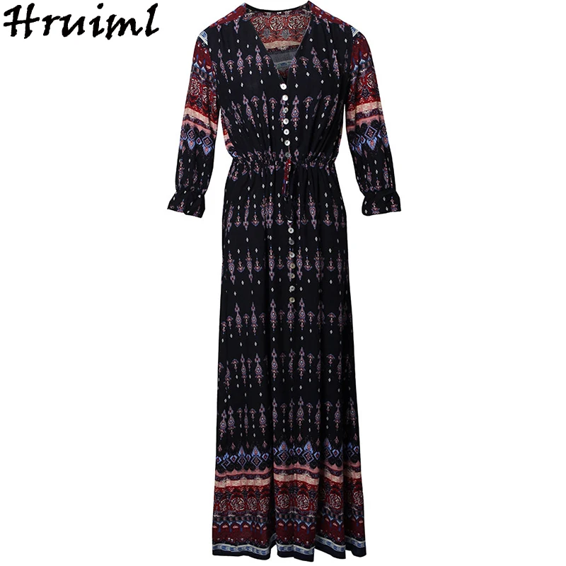 Vintage Boho Dress Women Print Autumn V Neck Three Quarter Sleeve High Waist Lady Maxi Dress Elegant Beach Holiday Bandage Dress
Vintage Boho Dress Women Print Autumn V Neck Three Quarter Sleeve High Waist Lady Maxi Dress Elegant Beach Holiday Bandage Dress