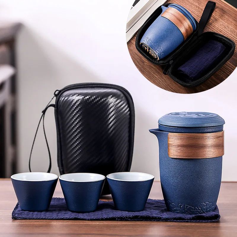 Black Pottery Teacup Cup Portable Travel Tea Set Kung Fu Tea Set One Teapot Three Teacups
Black Pottery Teacup Cup Portable Travel Tea Set Kung Fu Tea Set One Teapot Three Teacups