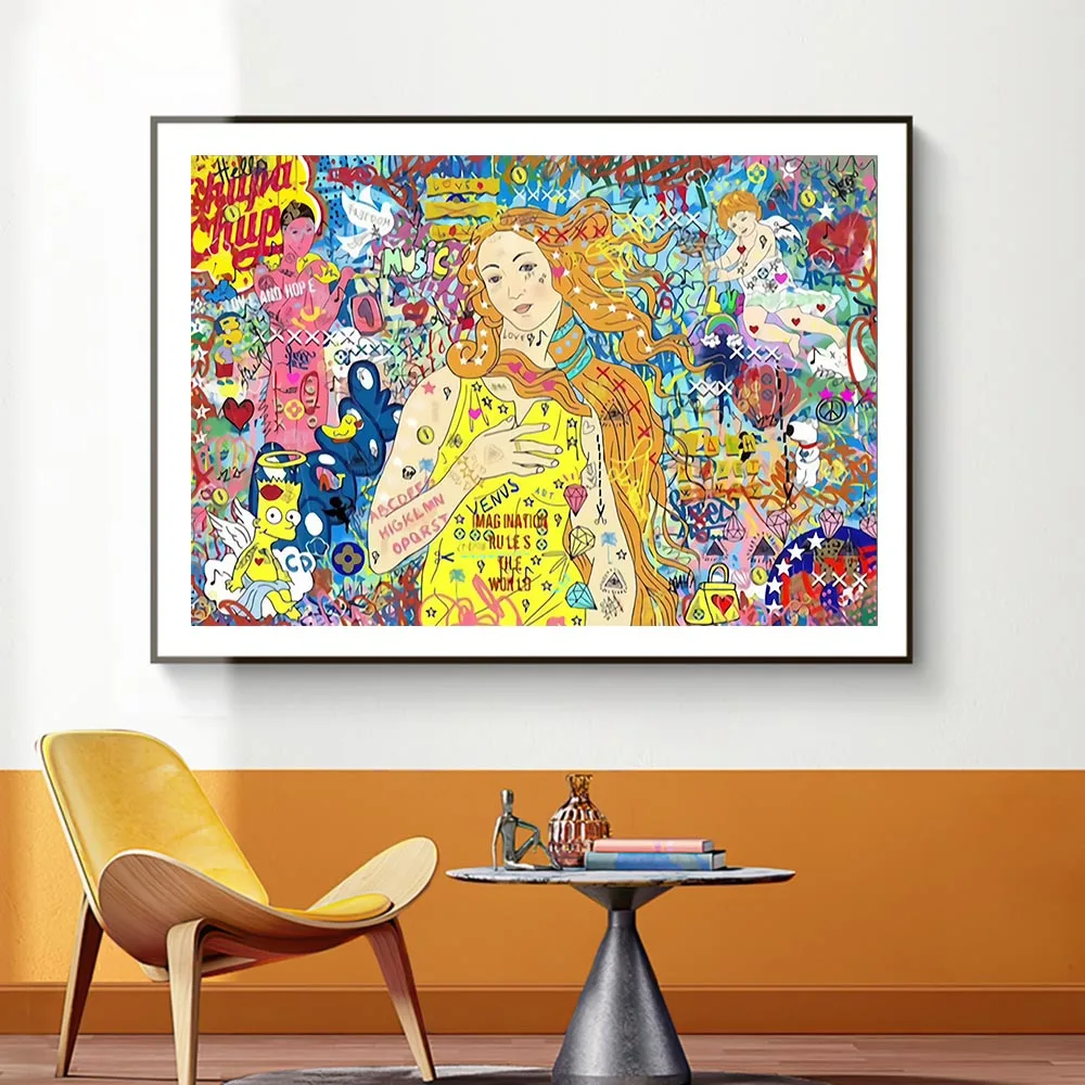 The Birth of Venus Canvas Painting Modern Graffiti Pop Art Colorful Venus Wall Art Multi Panel Greek Goddess Poster For Home
The Birth of Venus Canvas Painting Modern Graffiti Pop Art Colorful Venus Wall Art Multi Panel Greek Goddess Poster For Home