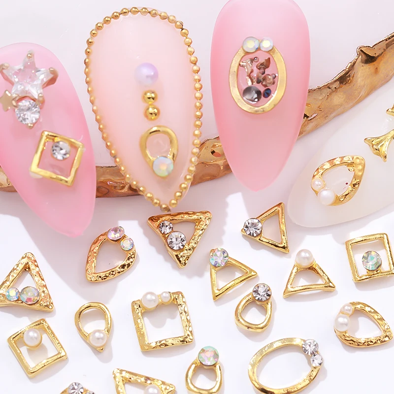 Japanese nail art with diamond metal ring triangle rhombus oval square nail sticker rhinestones with pearl metal frame
Japanese nail art with diamond metal ring triangle rhombus oval square nail sticker rhinestones with pearl metal frame