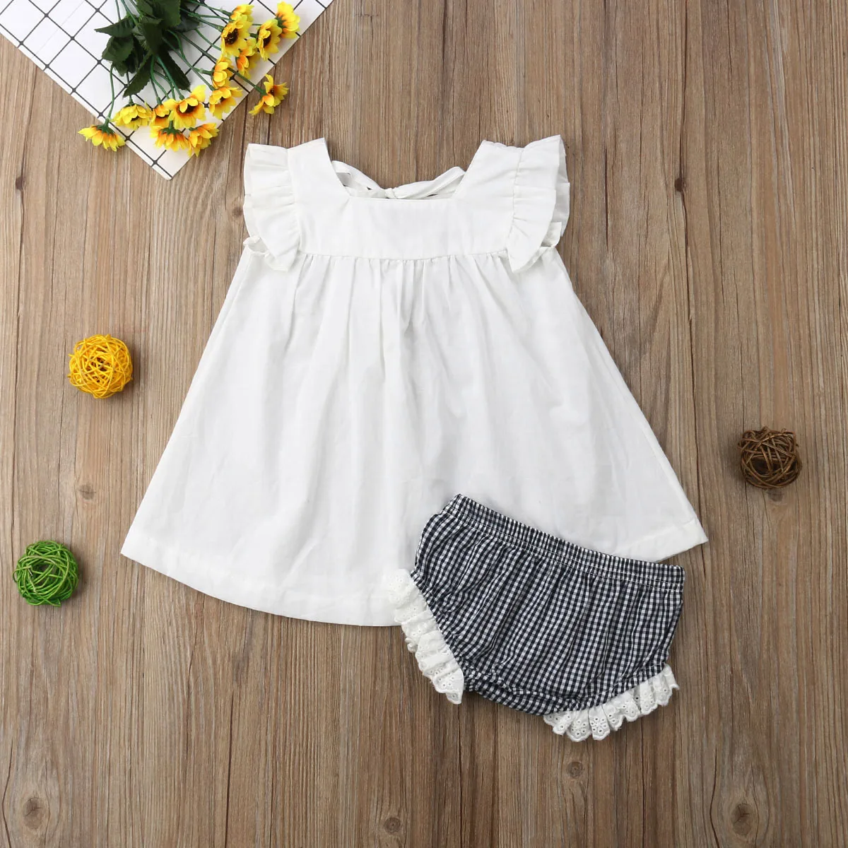 Summer Clothes Newborn Cute Baby Girl Princess White Brief Tops Dress+Lace Plaid Shorts Causal Outfits Set 0-24M
Summer Clothes Newborn Cute Baby Girl Princess White Brief Tops Dress+Lace Plaid Shorts Causal Outfits Set 0-24M
