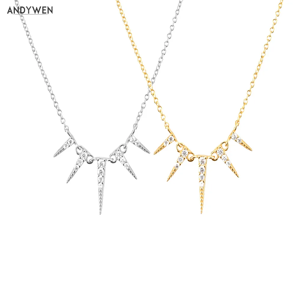 ANDYWEN 925 Sterling Silver Gold Spike Pendant Long Chain Necklace Wedding Party Necklace 2021 Rock Punk Fine Jewelry 2020
ANDYWEN 925 Sterling Silver Gold Spike Pendant Long Chain Necklace Wedding Party Necklace 2021 Rock Punk Fine Jewelry 2020