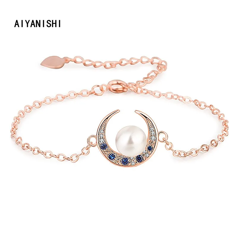 

AIYANISHI 18K Gold Filled Pearl Bracelets MeniscusPearl Bangles Women Natural Freshwater Pearls Bracelets Jewelry Lovers Gifts