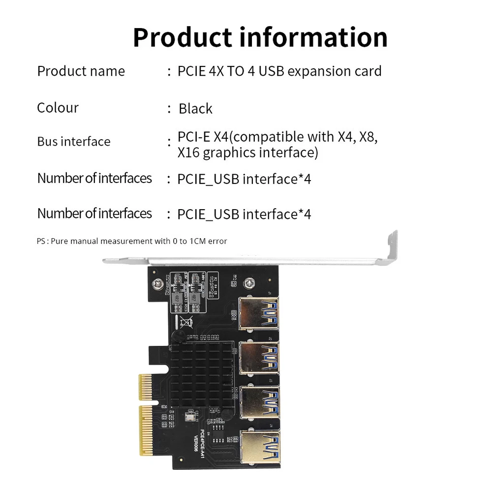 USB 3.0 PCI-E Райзер-карта PCI Express от 4X до 4 USB 3,0 слот-адаптер ASM1806 множитель концентратор-карта для майнинга биткоинов ETH 4X/8X/16X
USB 3.0 PCI-E Райзер-карта PCI Express от 4X до 4 USB 3,0 слот-адаптер ASM1806 множитель концентратор-карта для майнинга биткоинов ETH 4X/8X/16X