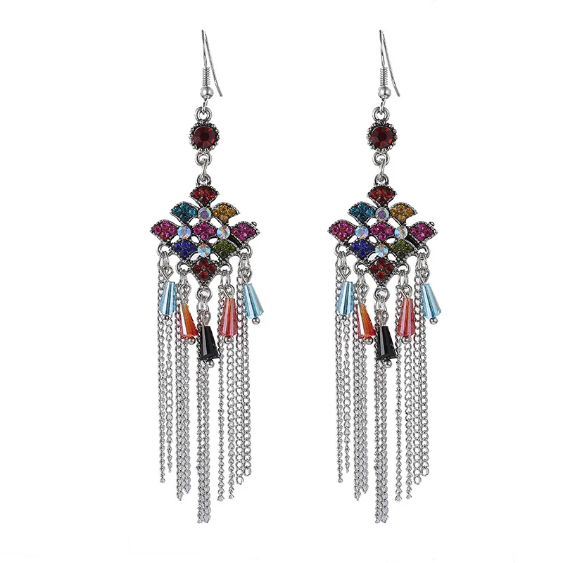 Bohemian Fashion Korean Earrings For Women 2020 Temperament Retro Rhombic Alloy Inlaid Rhinestone Crystal Beads Tassel Earrings
Bohemian Fashion Korean Earrings For Women 2020 Temperament Retro Rhombic Alloy Inlaid Rhinestone Crystal Beads Tassel Earrings