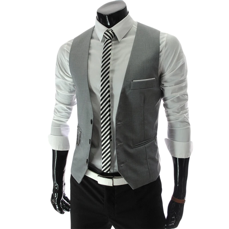 2020 Dress Vests For Men Slim Fit Mens Suit Vest Male Waistcoat Gilet Homme Colete masculino social Formal Business Jacket 4XL | Мужская
