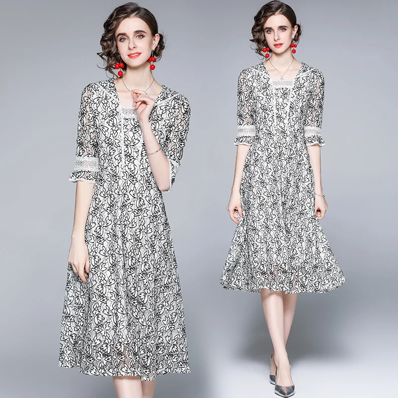 Summer Women's Clothing New Elegant Slim Fit Large Swing Long Short Sleeve Lace Dress
Summer Women's Clothing New Elegant Slim Fit Large Swing Long Short Sleeve Lace Dress