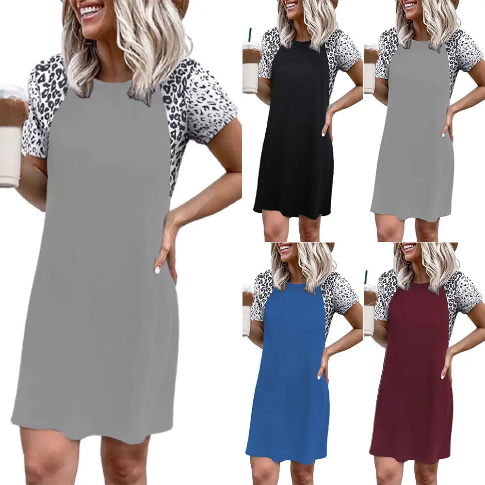 Women Leopard Splice Patchwork Round Neck Short Sleeves Casual Dress Outdoor Fashion Holiday
Women Leopard Splice Patchwork Round Neck Short Sleeves Casual Dress Outdoor Fashion Holiday