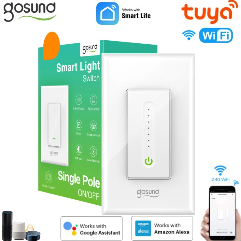 Умный регулятор света Gosund Smart Life, управление через приложение, 120 мм, стандарт США, Wi-Fi, умный светильник ель света, работает с Alexa и Google Home
Умный регулятор света Gosund Smart Life, управление через приложение, 120 мм, стандарт США, Wi-Fi, умный светильник ель света, работает с Alexa и Google Home