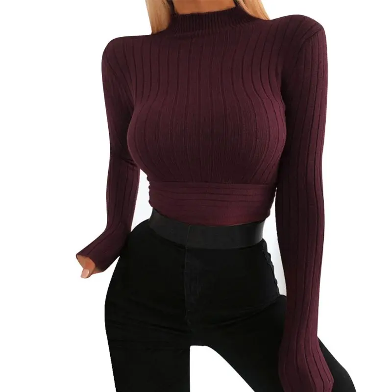 Women Autumn Long Sleeve Sweater Turtleneck Ribbed Knitted Pullover Crop Top Solid Color Bodycon Fit Tie Back Basic Jumper Shirt
Women Autumn Long Sleeve Sweater Turtleneck Ribbed Knitted Pullover Crop Top Solid Color Bodycon Fit Tie Back Basic Jumper Shirt