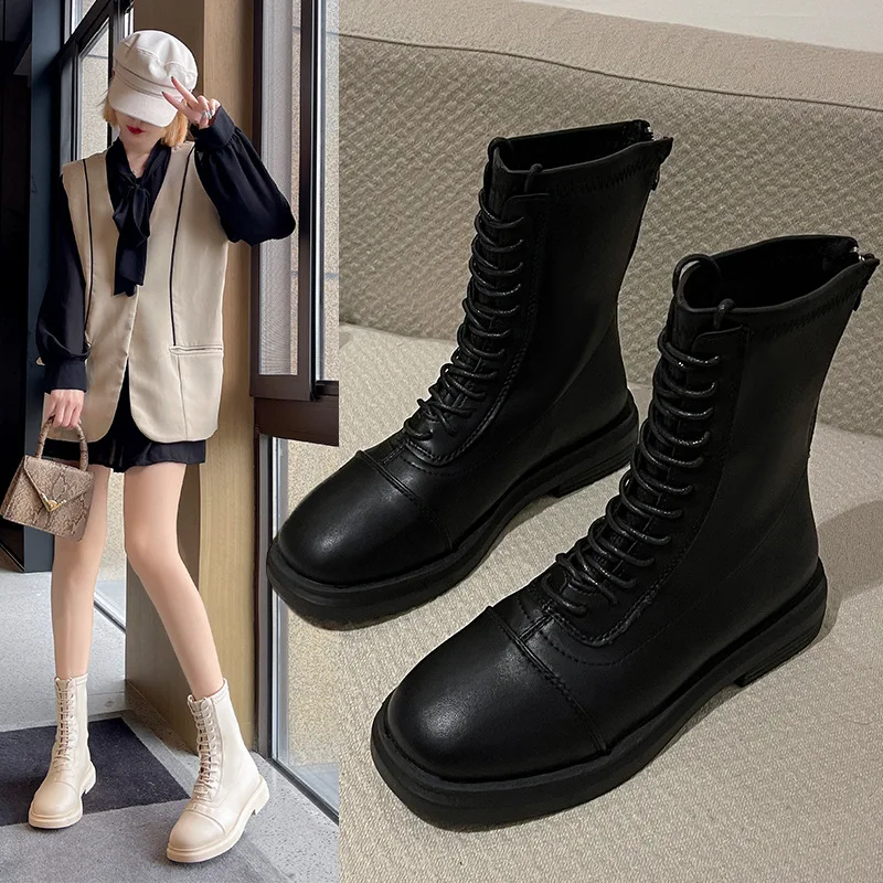 Women Martin Boots Ankle Round Toe 3.5cm Heel Thick Sole French Style Short Boots Autumn Stylish Motorcycle Shoes For Women 2021
Women Martin Boots Ankle Round Toe 3.5cm Heel Thick Sole French Style Short Boots Autumn Stylish Motorcycle Shoes For Women 2021