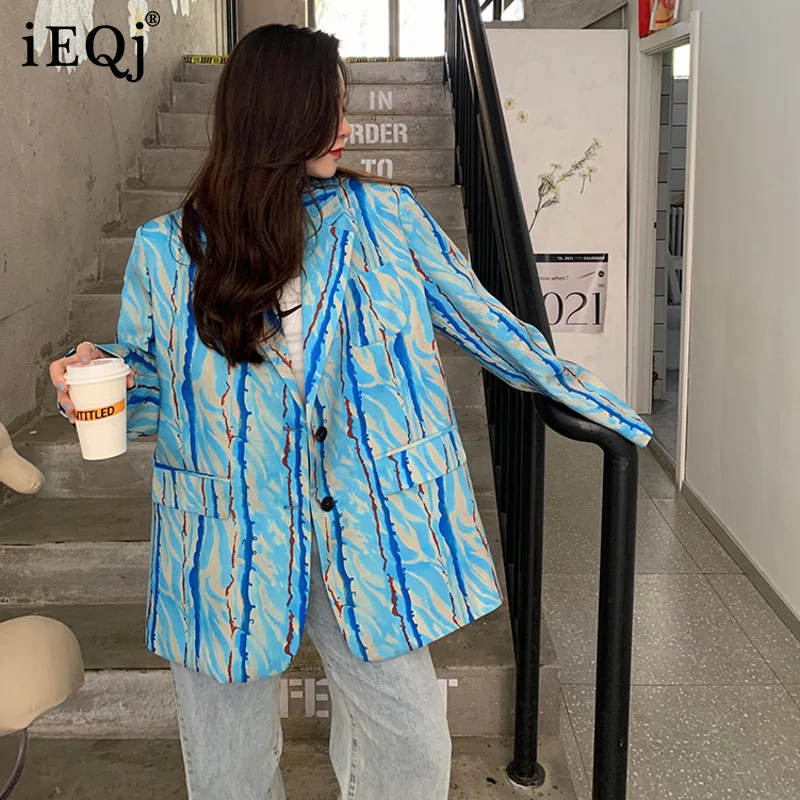 IEQJ Women Blue Casual Temperament Cozy Stripe Printing Blazer New Notched Loose Jacket Fashion Tide Autumn 2021 3F0738
IEQJ Women Blue Casual Temperament Cozy Stripe Printing Blazer New Notched Loose Jacket Fashion Tide Autumn 2021 3F0738
