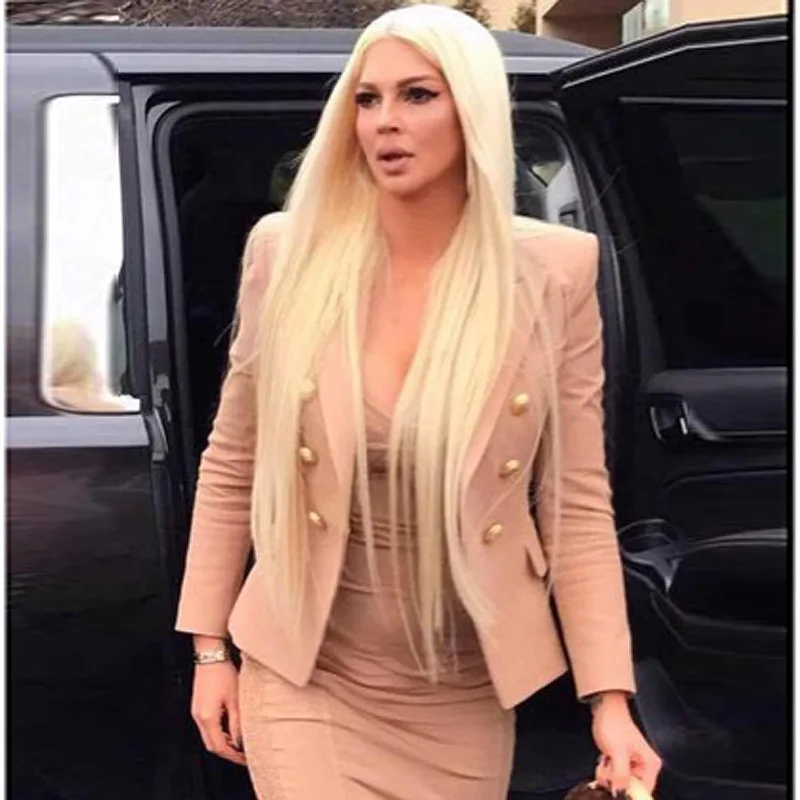 European and American Star Models 2020 New Women's Suit Double-breasted Metal Buckle Slim Suit Small Women Jacket
European and American Star Models 2020 New Women's Suit Double-breasted Metal Buckle Slim Suit Small Women Jacket