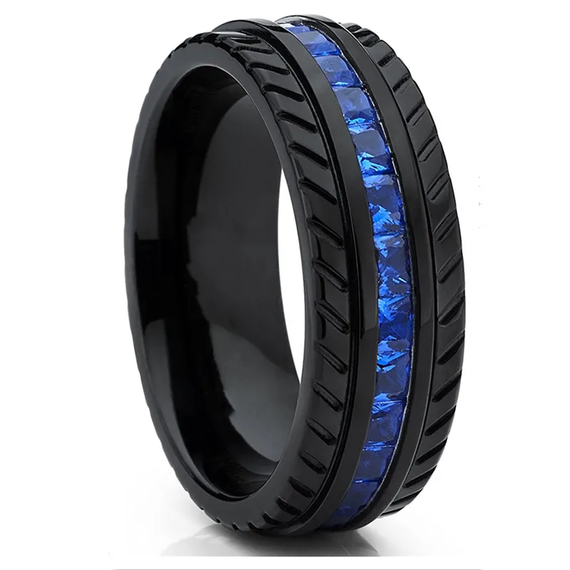 Black 8mm Wheel Shape Luxury Blue Zircon Titanium Steel Wedding Band Ring for Men Women Lover Wedding Charm Jewelry
Black 8mm Wheel Shape Luxury Blue Zircon Titanium Steel Wedding Band Ring for Men Women Lover Wedding Charm Jewelry