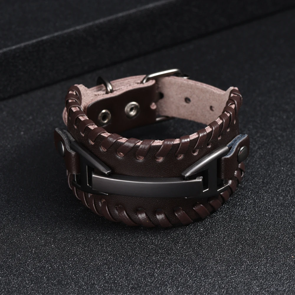 Punk Men's Cowhide Leather Bracelet Adjustable Charm Woven Leather Bracelet Men's Bracelet
Punk Men's Cowhide Leather Bracelet Adjustable Charm Woven Leather Bracelet Men's Bracelet