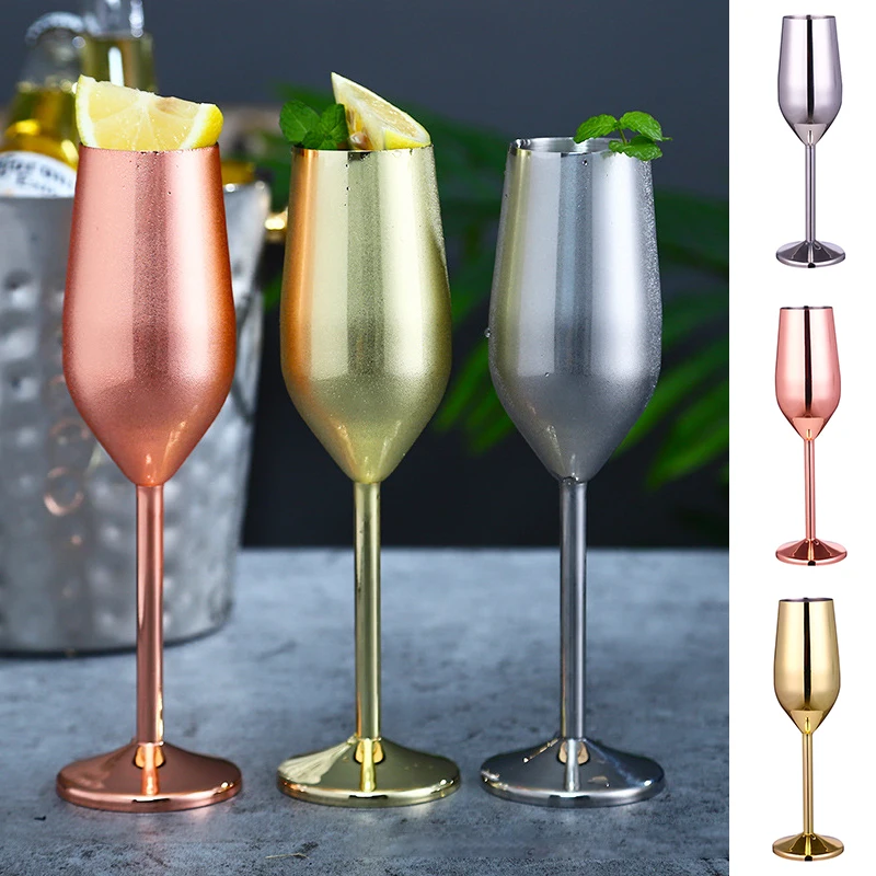 220ml Creative Stainless Steel Goblet Champagne Cup Wine Glass Cocktail Glass Metal Wine Glass For Bar Restaurant
220ml Creative Stainless Steel Goblet Champagne Cup Wine Glass Cocktail Glass Metal Wine Glass For Bar Restaurant
