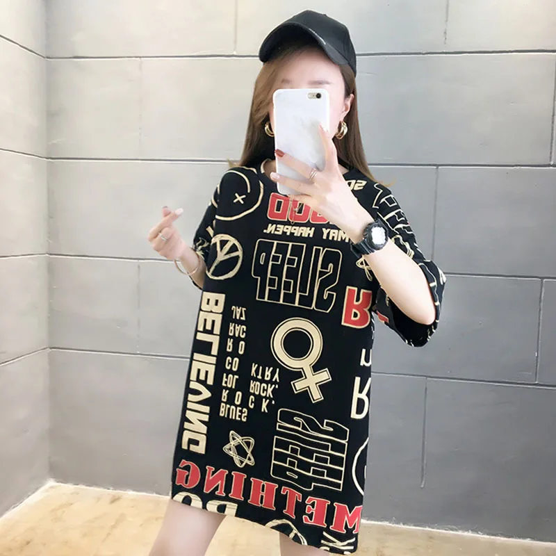 Zaraes Summer Korean Pure Cotton Round Neck Short-sleeved Letter Printing T-shirt Comfortable Loose Mid-length Plus Size Women's
Zaraes Summer Korean Pure Cotton Round Neck Short-sleeved Letter Printing T-shirt Comfortable Loose Mid-length Plus Size Women's