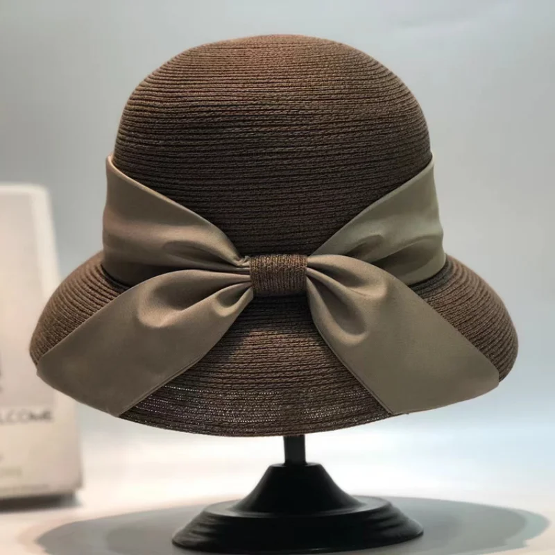 High quality retro elegant silk satin bow-tie sunshade hat soft PP straw top hat women beach travel UV - proof fisherman hat
High quality retro elegant silk satin bow-tie sunshade hat soft PP straw top hat women beach travel UV - proof fisherman hat
