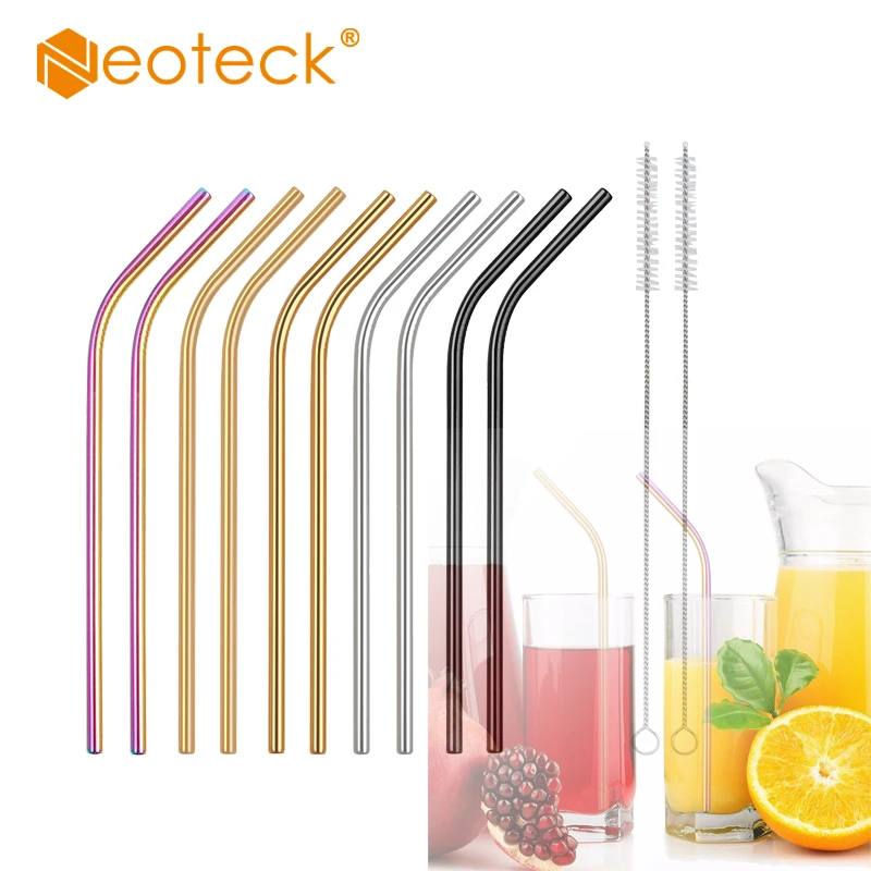 Neoteck 10 шт. металлические соломинки из нержавеющей стали для напитков