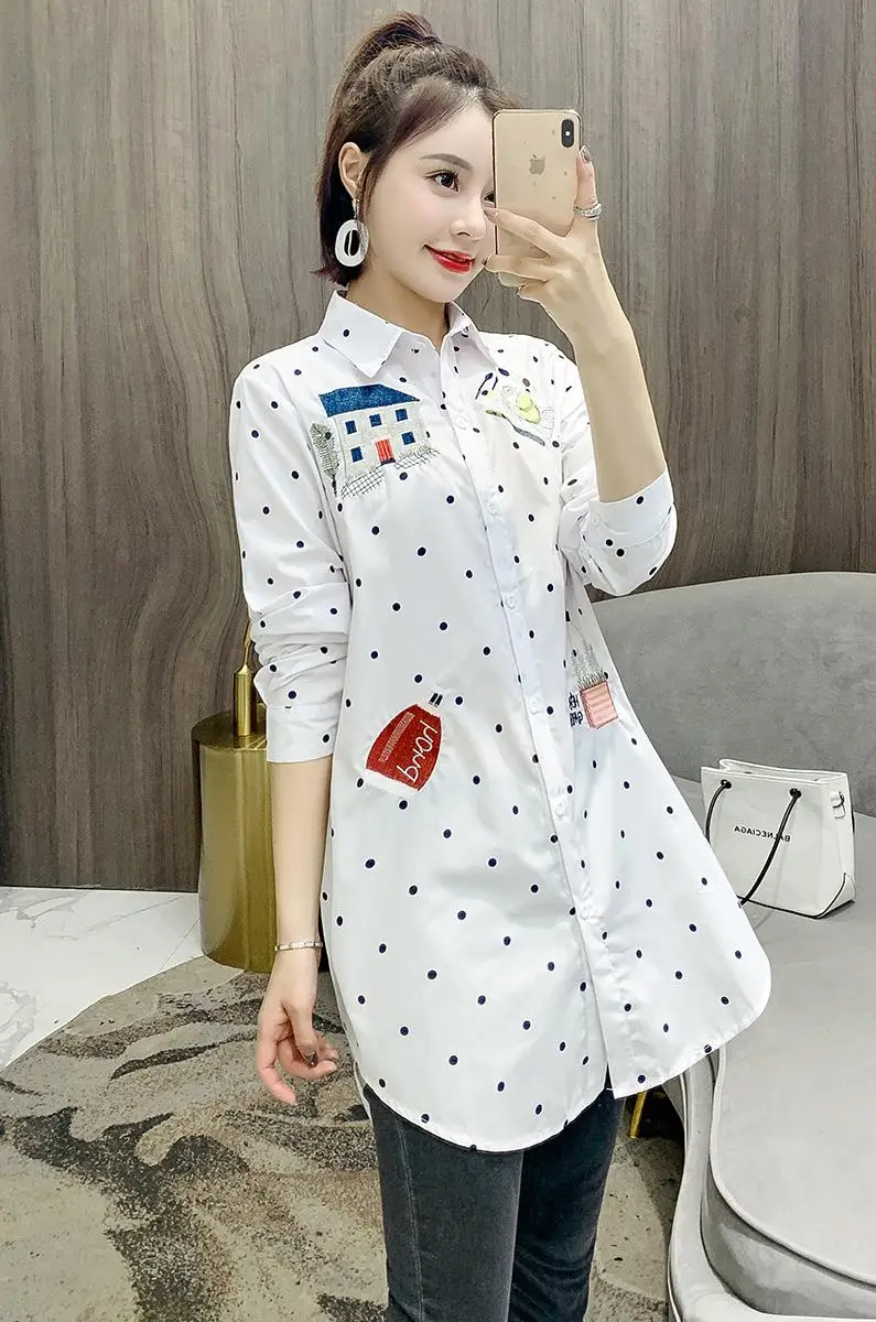 COIGARSAM 3XL Plus Size Full Sleeve Shirt Womens tops New Spring Print Women shirts White Dot Stripe 5888
COIGARSAM 3XL Plus Size Full Sleeve Shirt Womens tops New Spring Print Women shirts White Dot Stripe 5888