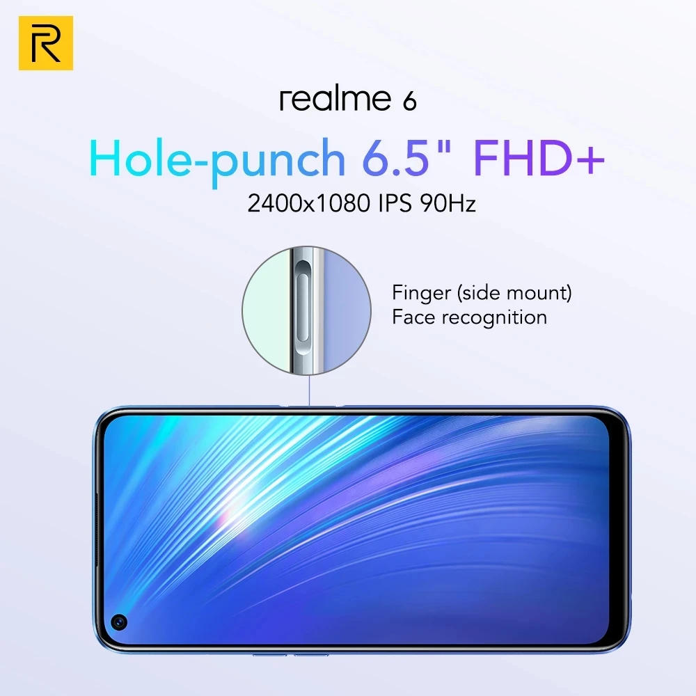 Ультра-дисплей Realme 6 мобильный телефон 5 дюйма 90 Гц 8 ГБ 128 Восьмиядерный MTK Helio G90T 30