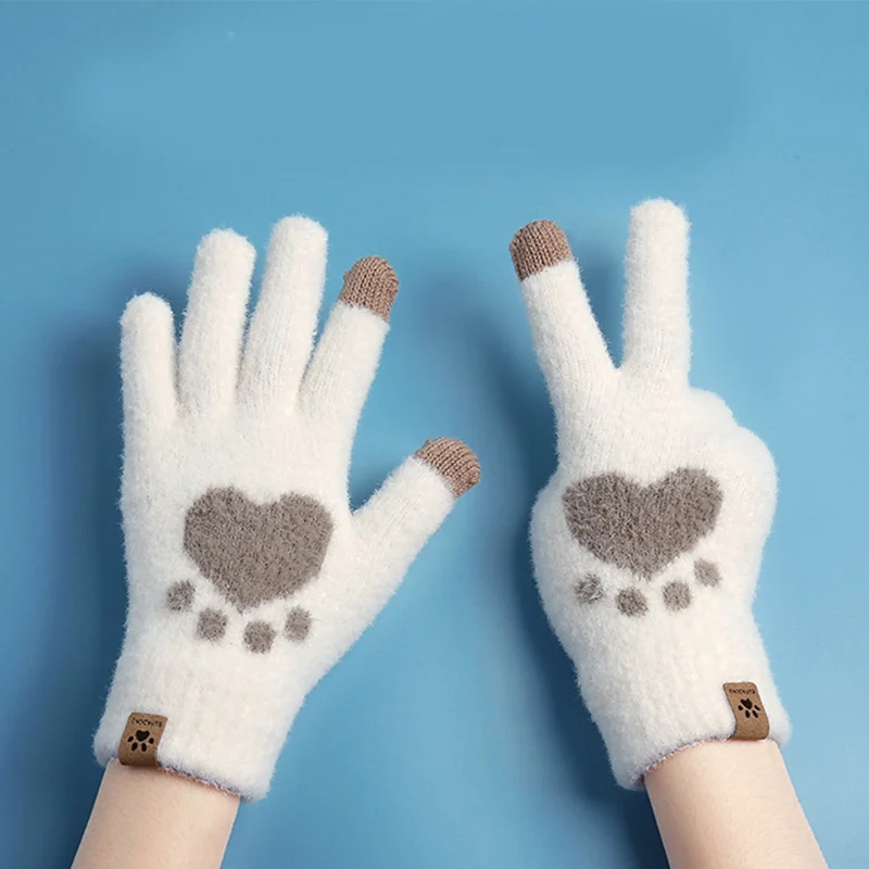 

Зимние перчатки для мужчин, нескользящие перчатки для сенсорных экранов для игр, смартфонов, защитные шерстяные вязаные теплые плюшевые пе...