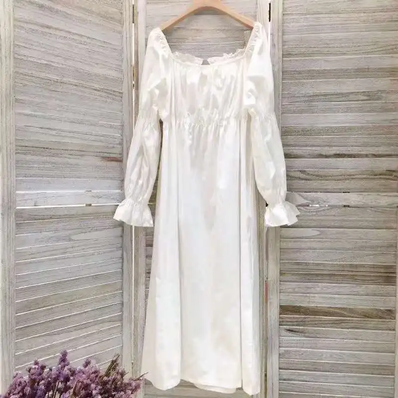 Spring/Summer New Nightdress Women Cotton Court Princess Style Square Collar Bow Nightgown Solid French Elegant Sleleping Dress
Spring/Summer New Nightdress Women Cotton Court Princess Style Square Collar Bow Nightgown Solid French Elegant Sleleping Dress