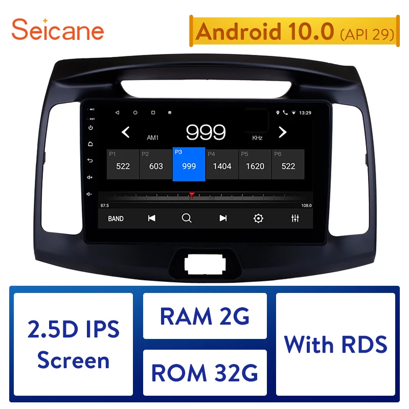 Автомагнитола Seicane с сенсорным экраном 9 "HD 1024*600 Android 10 0 для Hyundai Elantra 2011 2012 2013 2014