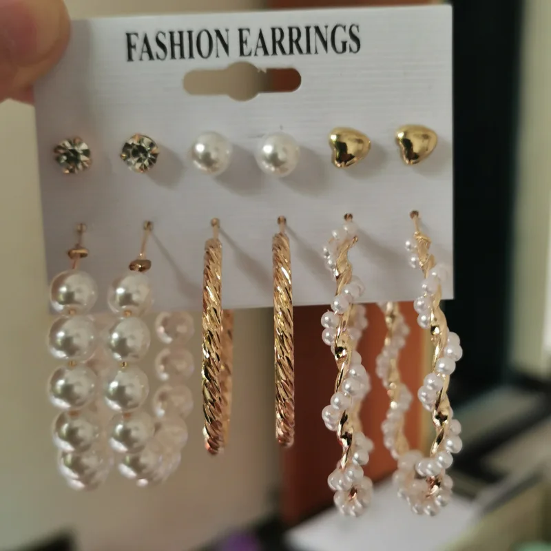 7Rings Trendy Style OL Romantic Earrings Set For Woman Elegant Minimal Geometric Pearl Diamond Luxury Fashion Jewelry For Female
7Rings Trendy Style OL Romantic Earrings Set For Woman Elegant Minimal Geometric Pearl Diamond Luxury Fashion Jewelry For Female
