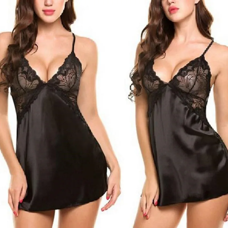 S 2XL Для женщин сексуальное женское белье платье Ночная сорочка комплект Кружево