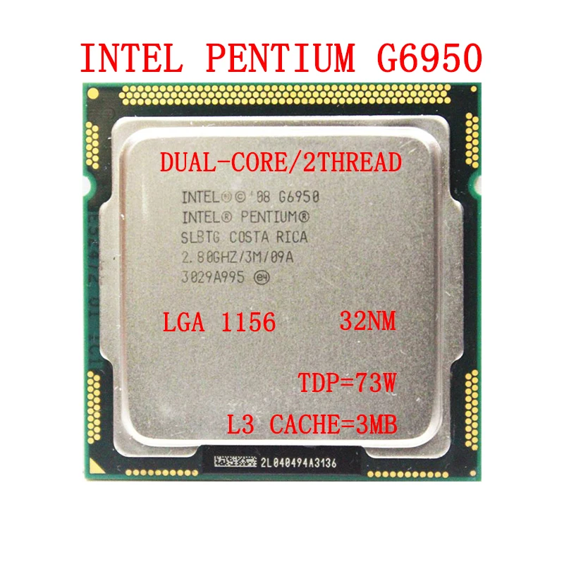 

Intel Pentium Dual-Core G6950 Dual-Core CPU 2.8GHz L3=3M 73W LGA 1156 Desktop Office Processor